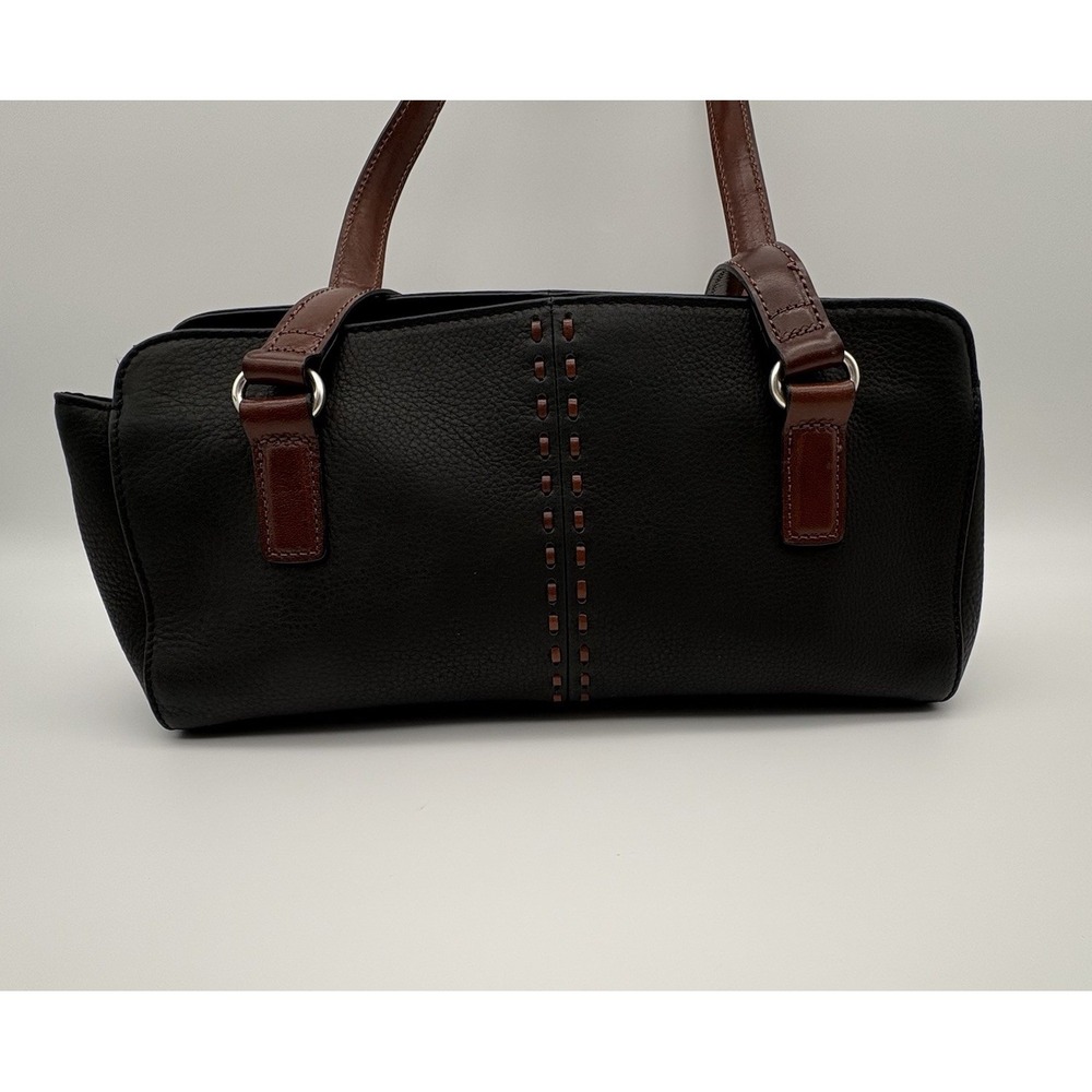 Vintage Fossil Black Brown Coronado Shoulder Purse Bag Pebbled Leather - Picture 6 of 15